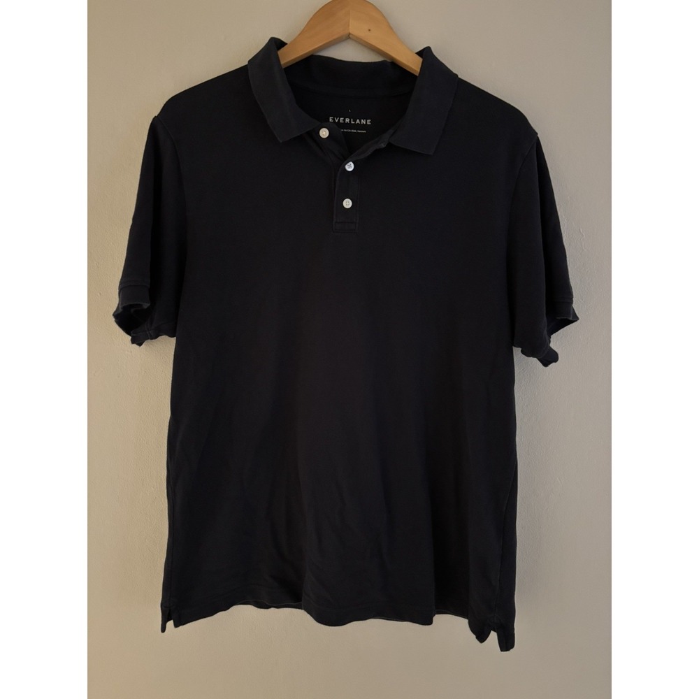 Everlane Men's Size Large Polo Shirt Navy Short Sleeve Casual‎ Cotton Blend